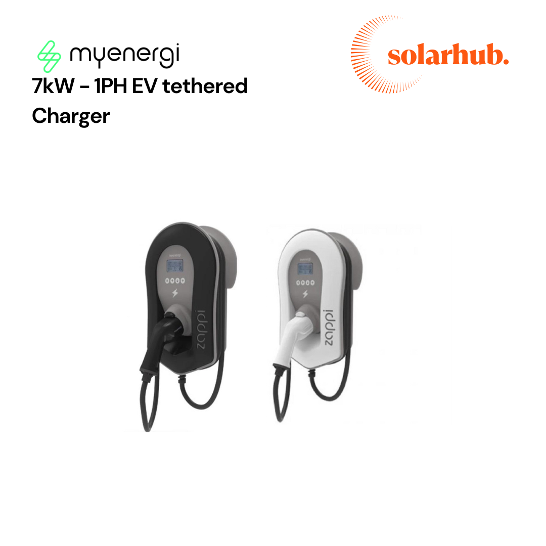 Zappi 1PH EV Charger 7kw Tethered in White or Black