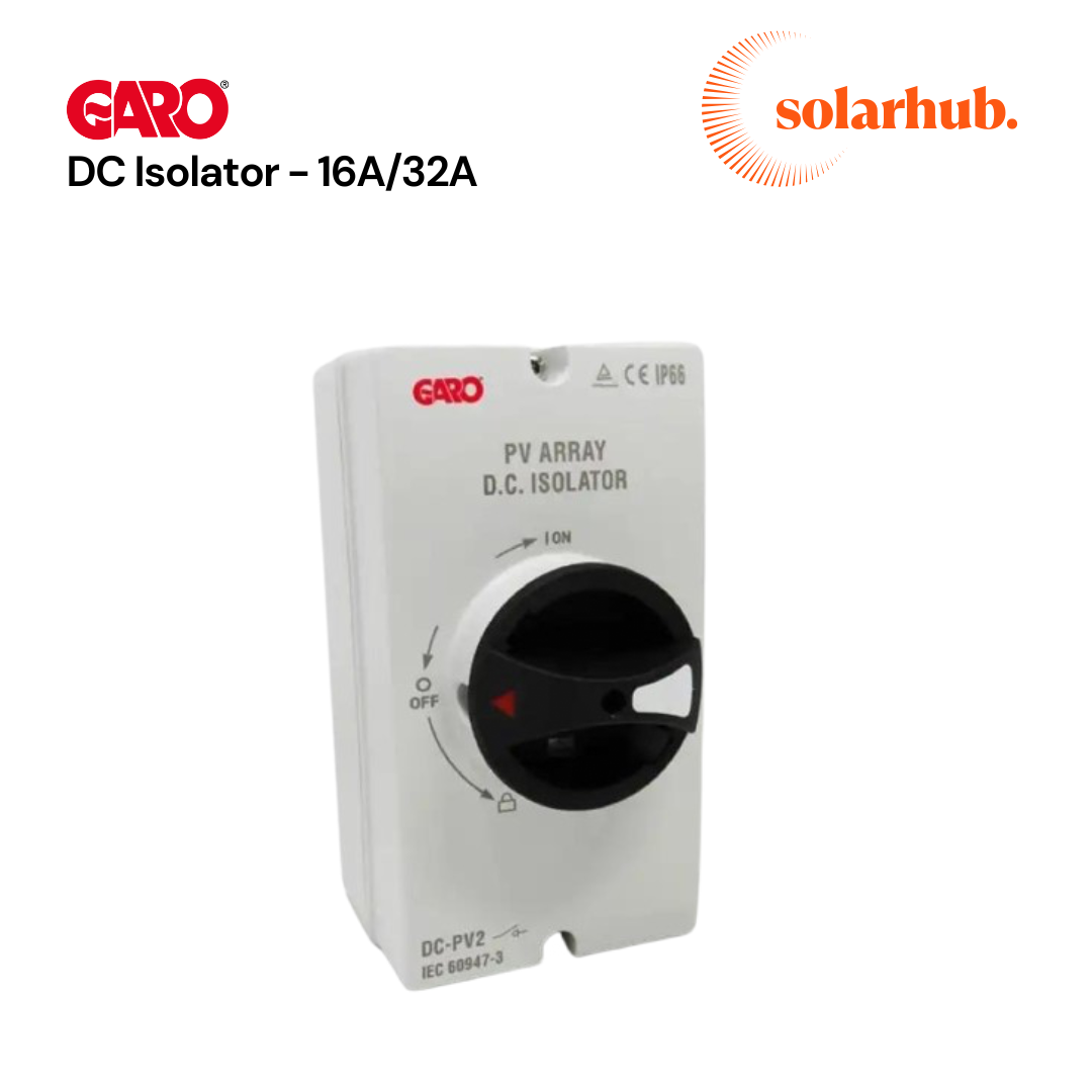 GARO DC Rotary Isolators IP65 - 16A 32A 2 String