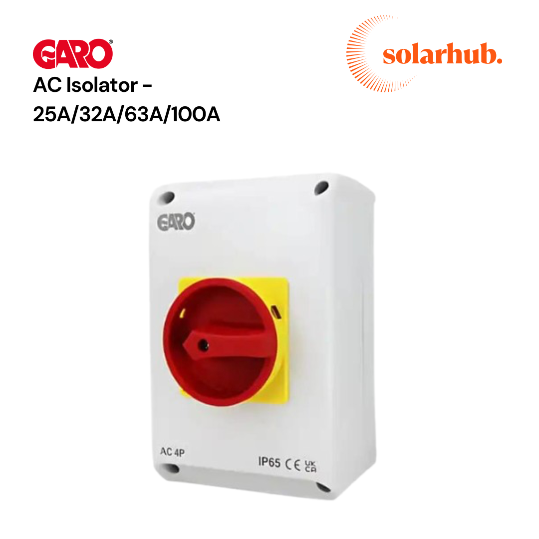 GARO AC Isolators IP65 - 25A 32A 63A 100A