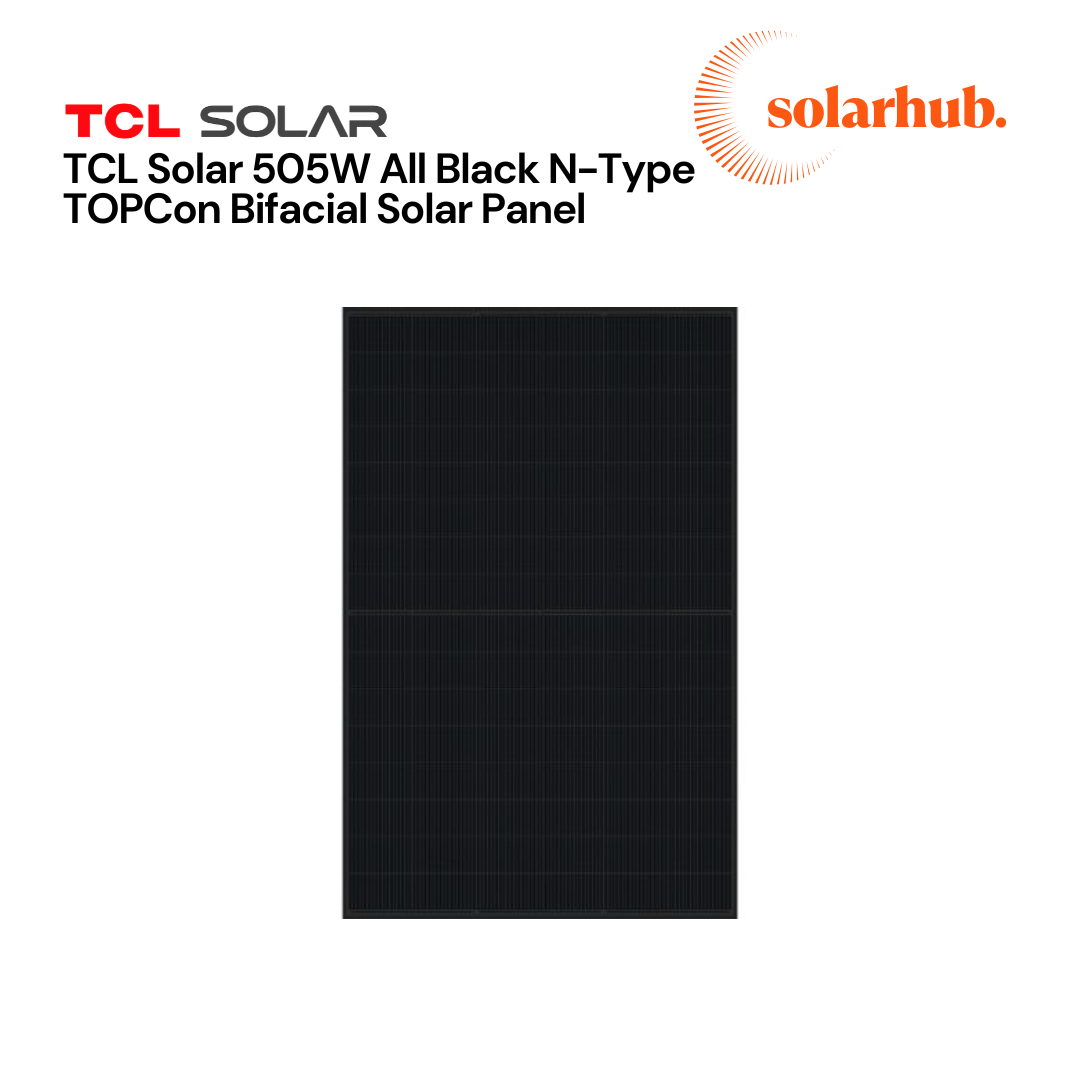 TCL Solar 505W All Black N-Type TOPCon Bifacial Solar Panel | HSM-ND54-DR505 | MCS Approved